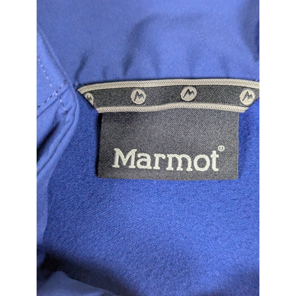 Marmot Mens Blue Softshell Full Zip Fleece Lined Vest Signode Logo E98070 Large - Picture 2 of 11